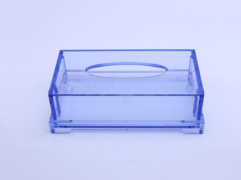 亚克力纸巾盒，蓝色半透明纸巾盒